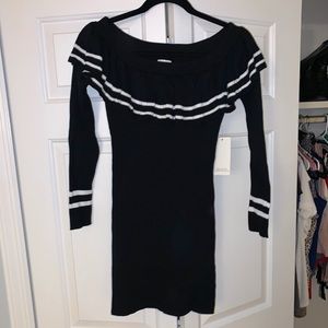 Off shoulder black and white dress